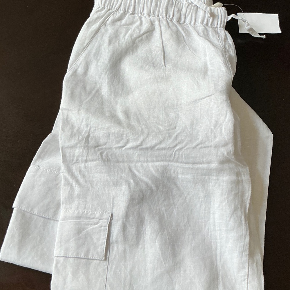 Crewcuts White Linen Cargo Pant.  Wide leg